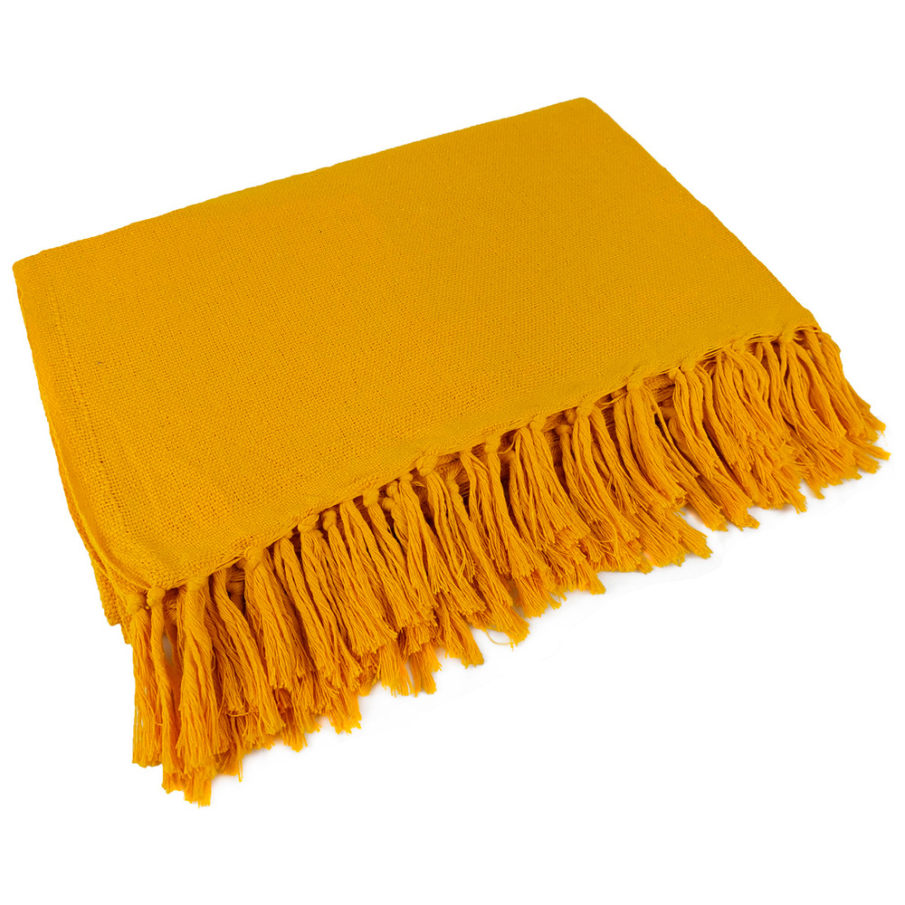 Manta Para Sofá Gigante Decorativa Em Algodão Cor:Amarelo