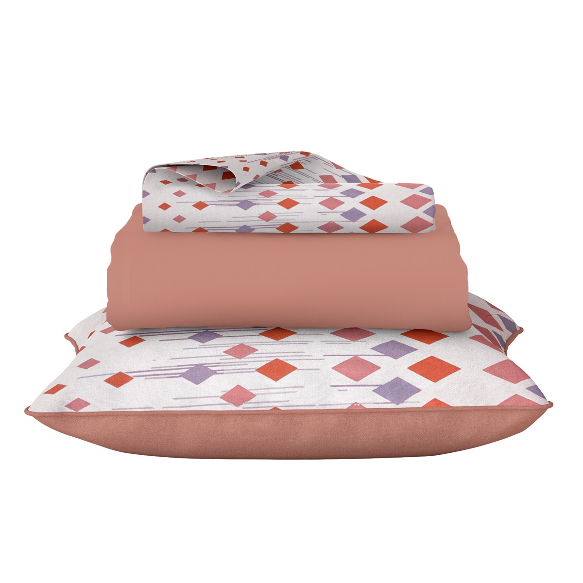 Jogo de Cama Lençol Queen 100% Algodão 3pçs 120 Fios Cor:Rosa Claro