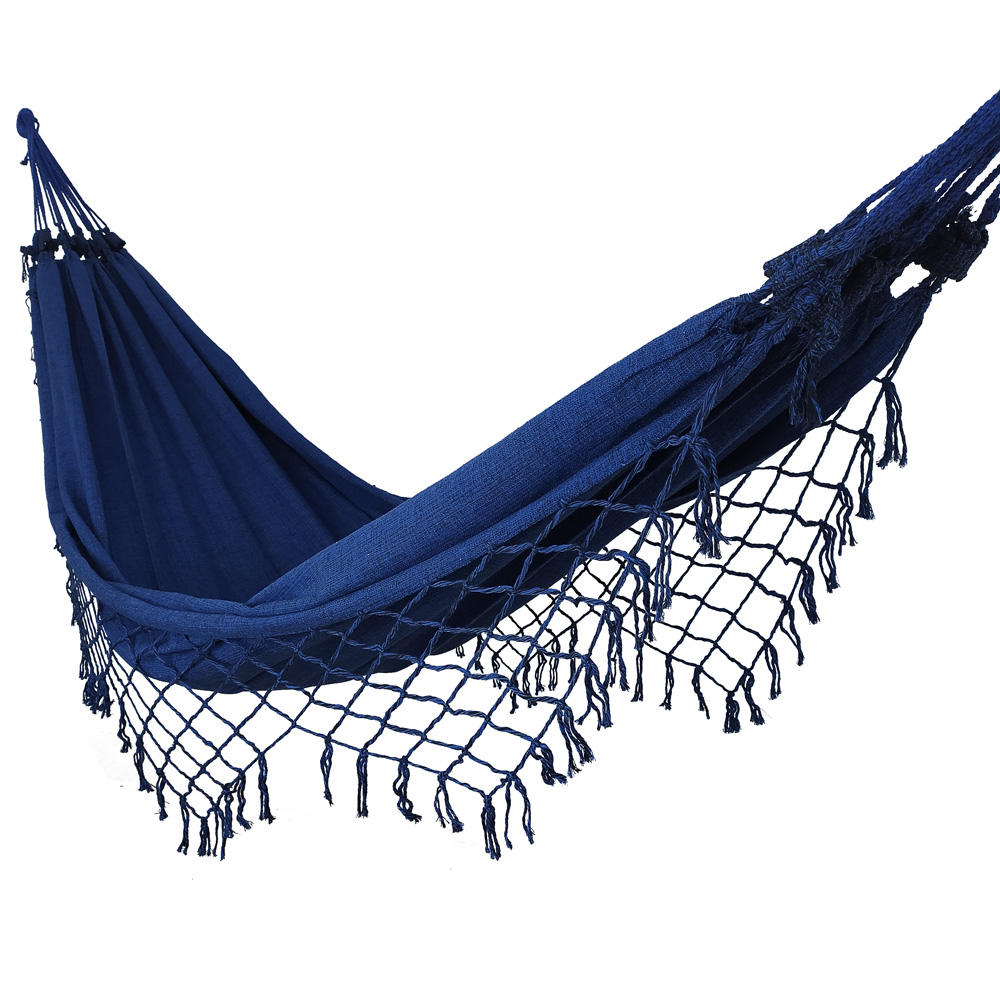 Rede de Dormir Casal Costura Reforçada Cor:Azul e Preto