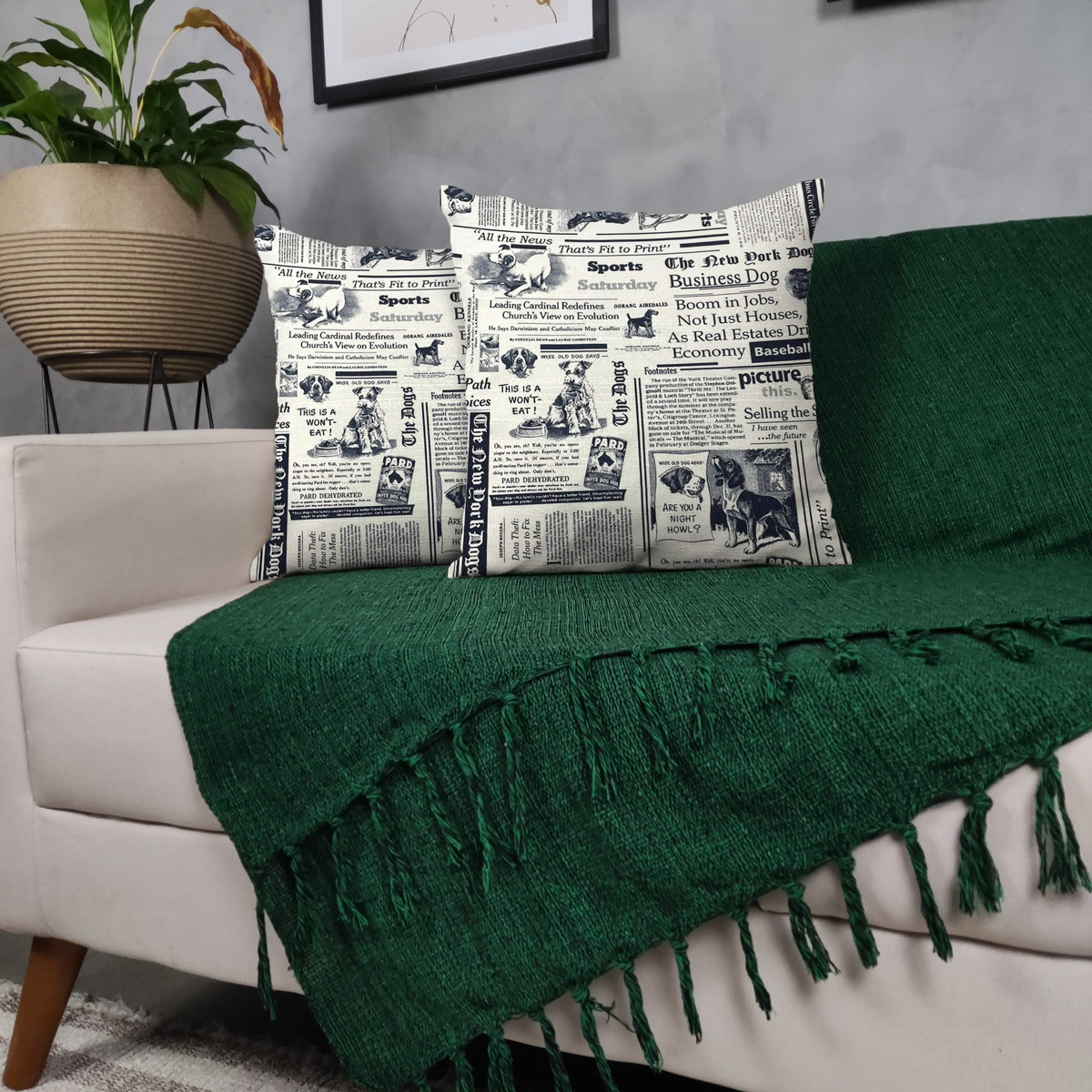 Kit Manta Para Sofá Verde + 2 Capas De Almofada Com Zíper Cor:03
