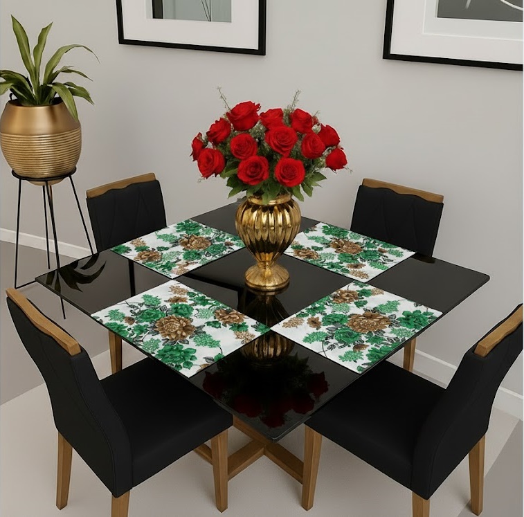 Jogo Americano de Tecido - Retangular - Kit 4 Peças - Mesa Posta + Brinde Cor:01
