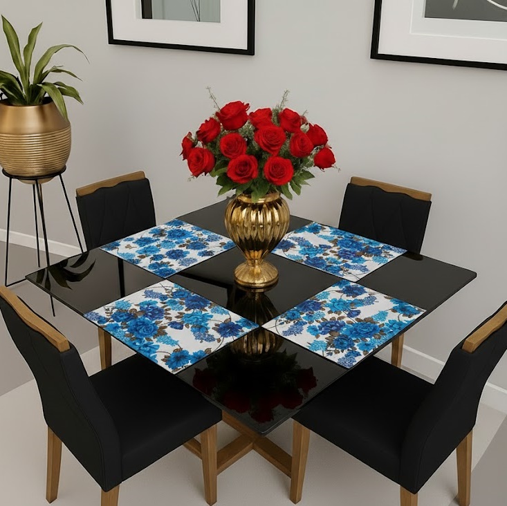 Jogo Americano de Tecido - Retangular - Kit 4 Peças - Mesa Posta + Brinde Cor:02