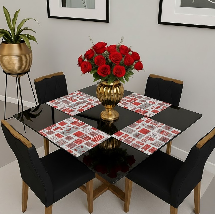 Jogo Americano de Tecido - Retangular - Kit 4 Peças - Mesa Posta + Brinde Cor:10