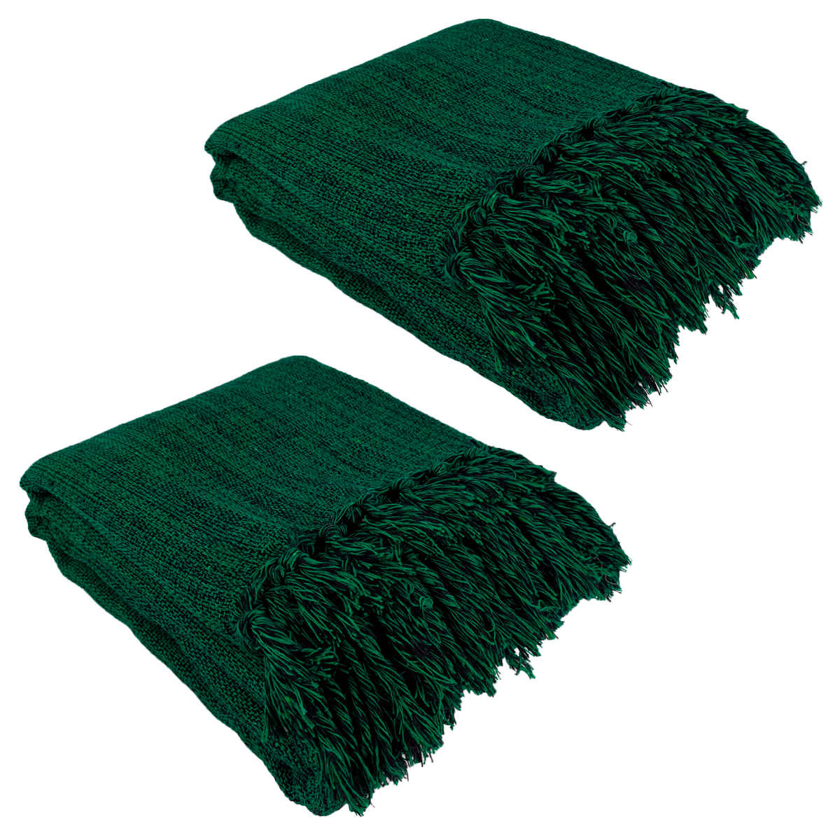 Kit 2 Mantas Para Sofá  240x180 em Algodão Cor:Verde