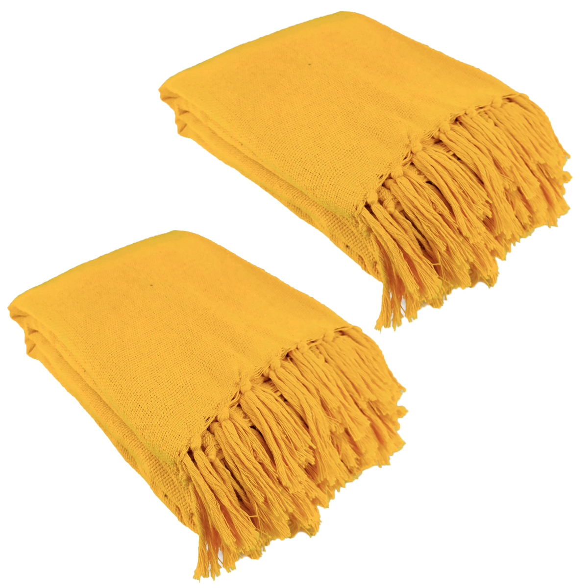 Kit 2 Mantas Para Sofá  240x180 em Algodão Cor:Amarelo