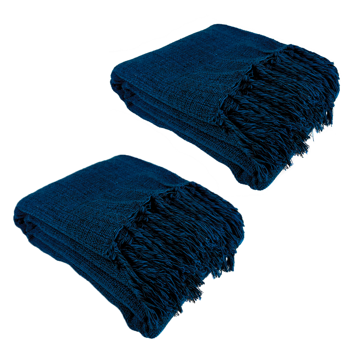 Kit 2 Mantas Para Sofá  240x180 em Algodão Cor:Azul