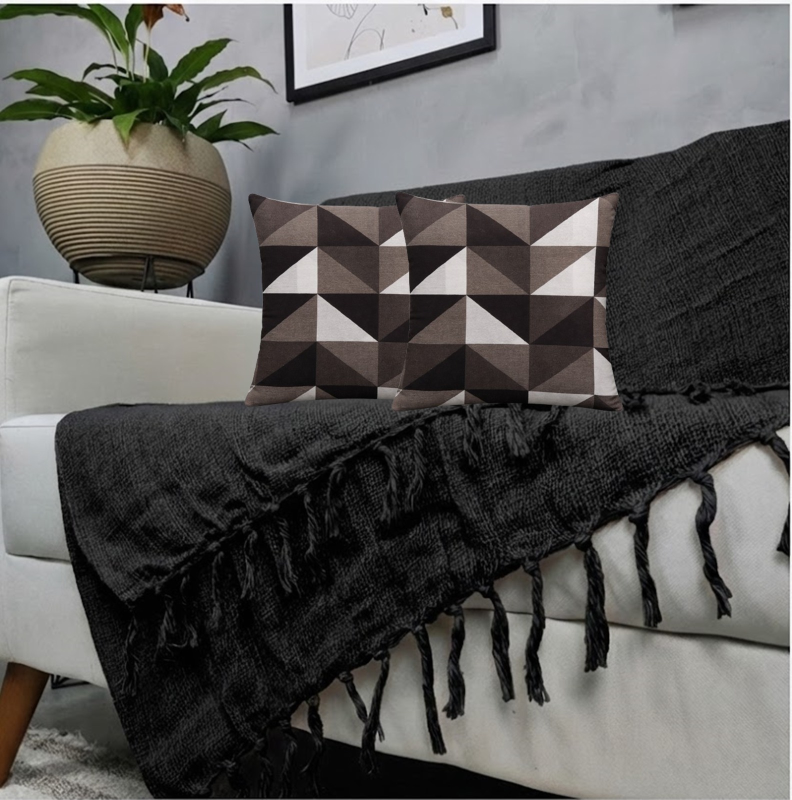 Kit Manta Para Sofá + 2 Capas De Almofada Com. Zíper Cor:04