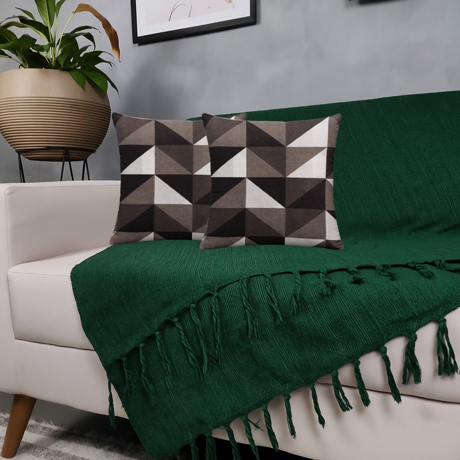 Kit Manta Para Sofá + 2 Capas De Almofada Com. Zíper Cor:10